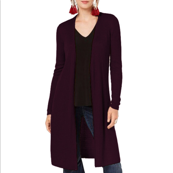 INC International Concepts Sweaters - INC Long Open Ribbed Duster Cardigan Purple NWT